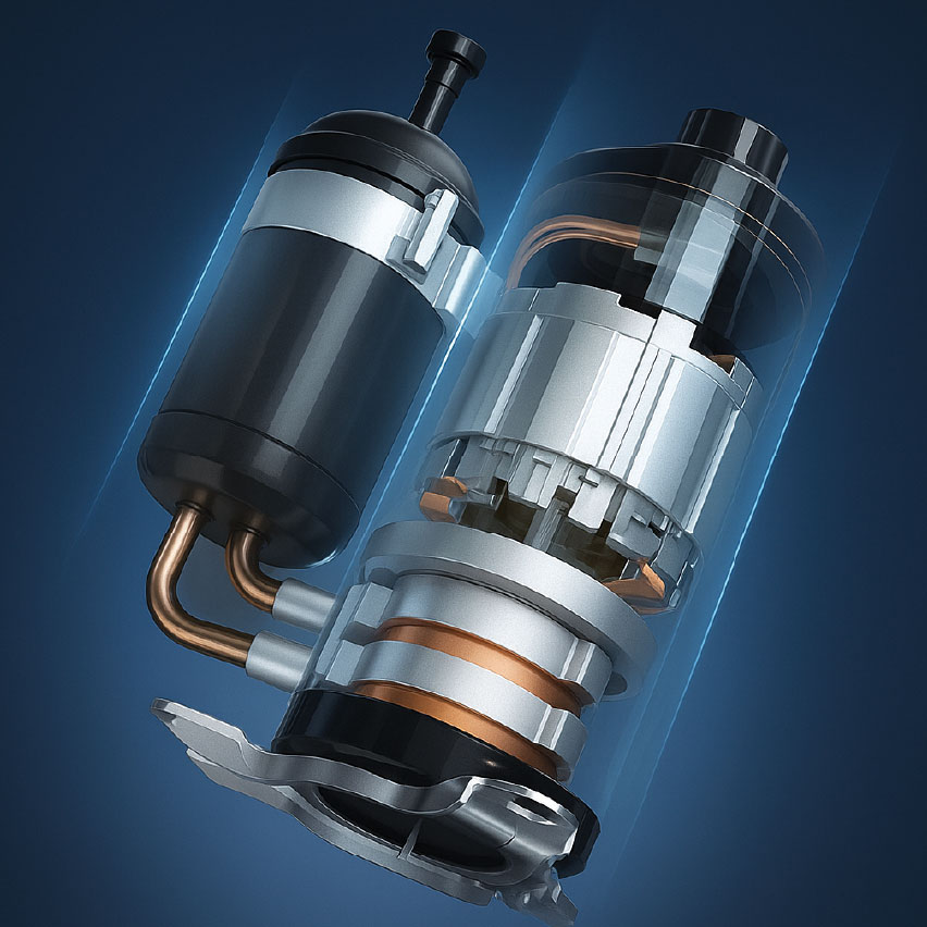 کمپرسور اینورتر دورانی دو قلو